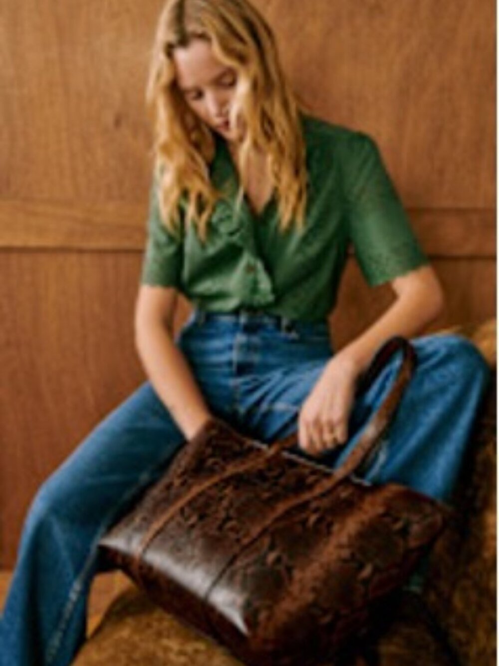 Sezane Dhalia Shirt Bottle Green Size 2